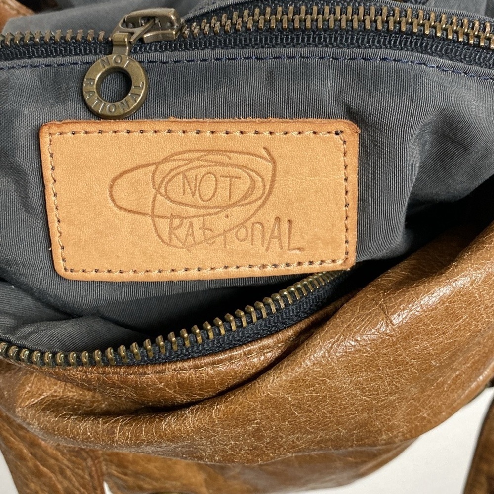 Not Rational Large Diaper/Day Brown Leather Bag with Adjustable Straps - Picture 5 of 11